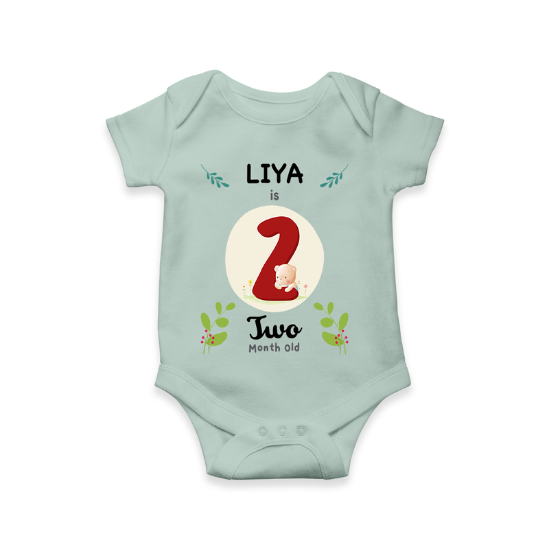 Mark your little one's Second month with a personalized romper/onesie featuring their name! - MINT GREEN - 0 - 3 Months Old (Chest 16")