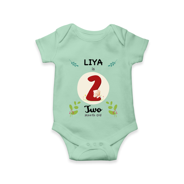 Customized Baby Romper/Onesie | Celebrate 2nd Month | Soft & Comfy Fit - MINT GREEN - New Born (Chest 14")