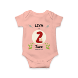 Mark your little one's Second month with a personalized romper/onesie featuring their name! - PEACH - 0 - 3 Months Old (Chest 16")