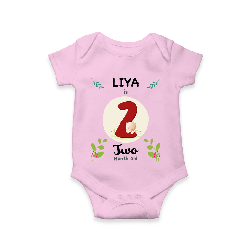 Mark your little one's Second month with a personalized romper/onesie featuring their name! - PINK - 0 - 3 Months Old (Chest 16")