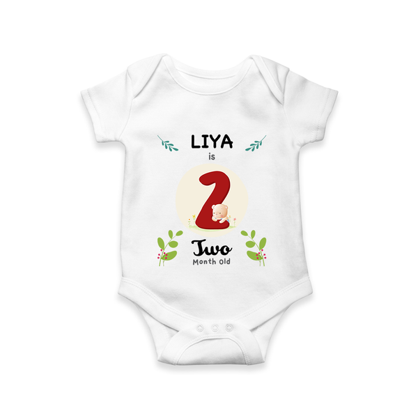 Customized Baby Romper/Onesie | Celebrate 2nd Month | Soft & Comfy Fit - WHITE - New Born (Chest 14")