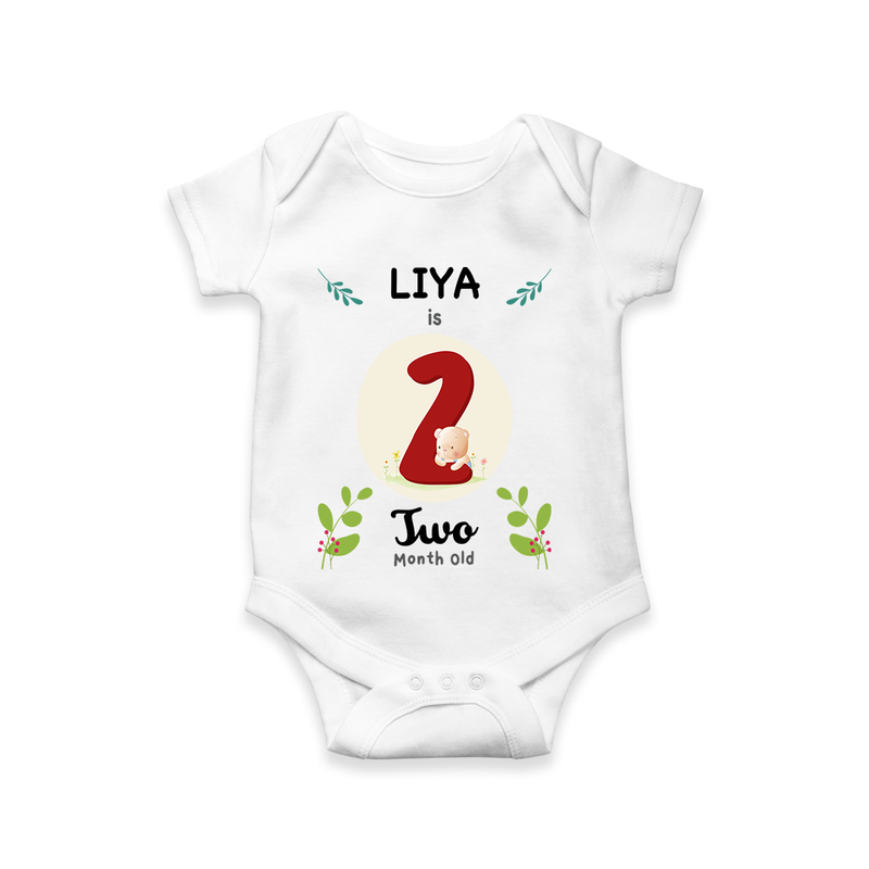 Mark your little one's Second month with a personalized romper/onesie featuring their name! - WHITE - 0 - 3 Months Old (Chest 16")