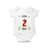 Celebrate Two month of joy with our delightful customized Romper For Babies - WHITE - 0 - 3 Months Old (Chest 16")