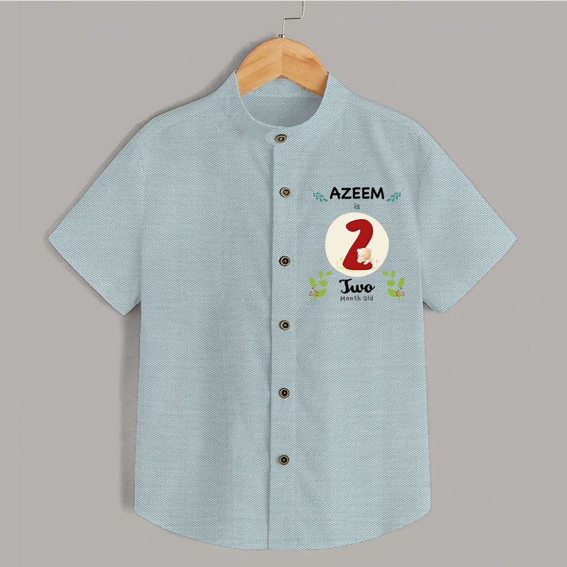 Customized Baby Shirt | Celebrate 2nd Month | Soft & Comfy Fit Shirt - ARCTIC BLUE - 0 - 6 Months Old (Chest 23")