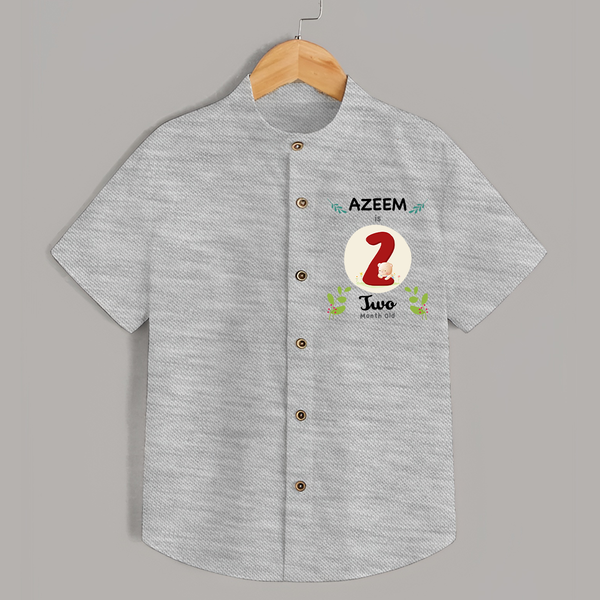 Customized Baby Shirt | Celebrate 2nd Month | Soft & Comfy Fit Shirt - GREY - 0 - 6 Months Old (Chest 23")