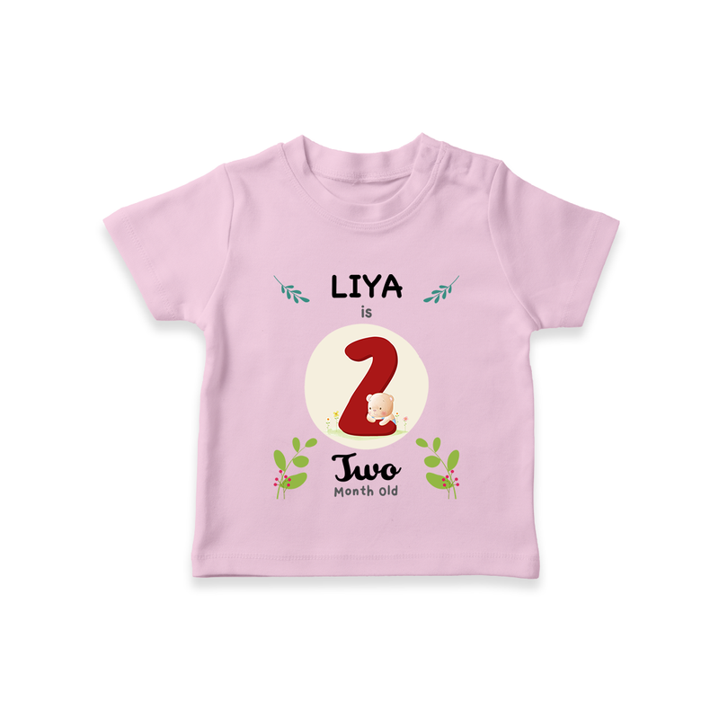Customized Baby T-Shirt | Celebrate 2nd Month | Soft & Comfy Fit T-Shirt - BABY PINK - 0-5 Months Old (Chest 17")