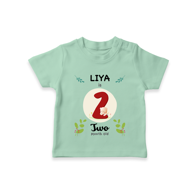 Celebrate Two month of joy with our delightful customized T-Shirt For Babies - MINT GREEN - 0-5 Months Old (Chest 17")