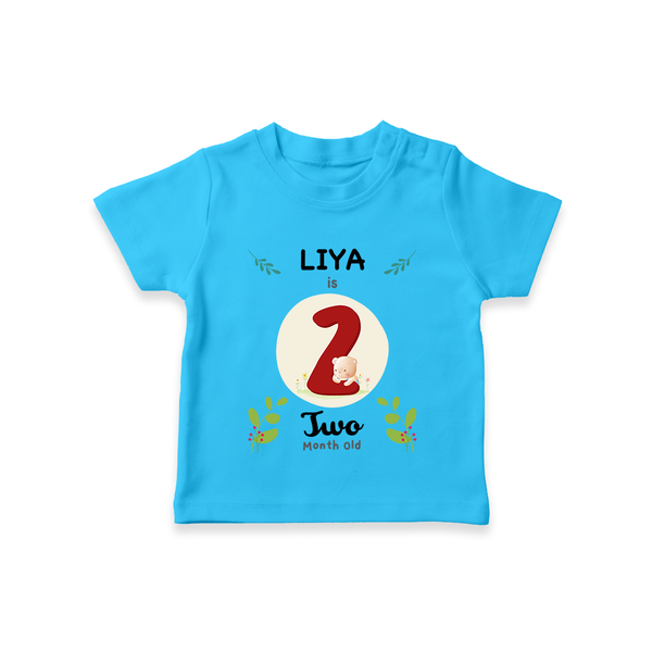 Customized Baby T-Shirt | Celebrate 2nd Month | Soft & Comfy Fit T-Shirt - SKY BLUE - 0-5 Months Old (Chest 17")