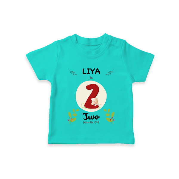 Customized Baby T-Shirt | Celebrate 2nd Month | Soft & Comfy Fit T-Shirt - TEAL - 0-5 Months Old (Chest 17")