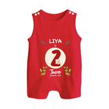 Customized Baby Romper Suit/ Sleeveless Romper | Celebrate 2nd Month | Soft & Comfy Fit Romper Suit/ Sleeveless Romper - RED - 0 - 5 Months Old (Chest 18")