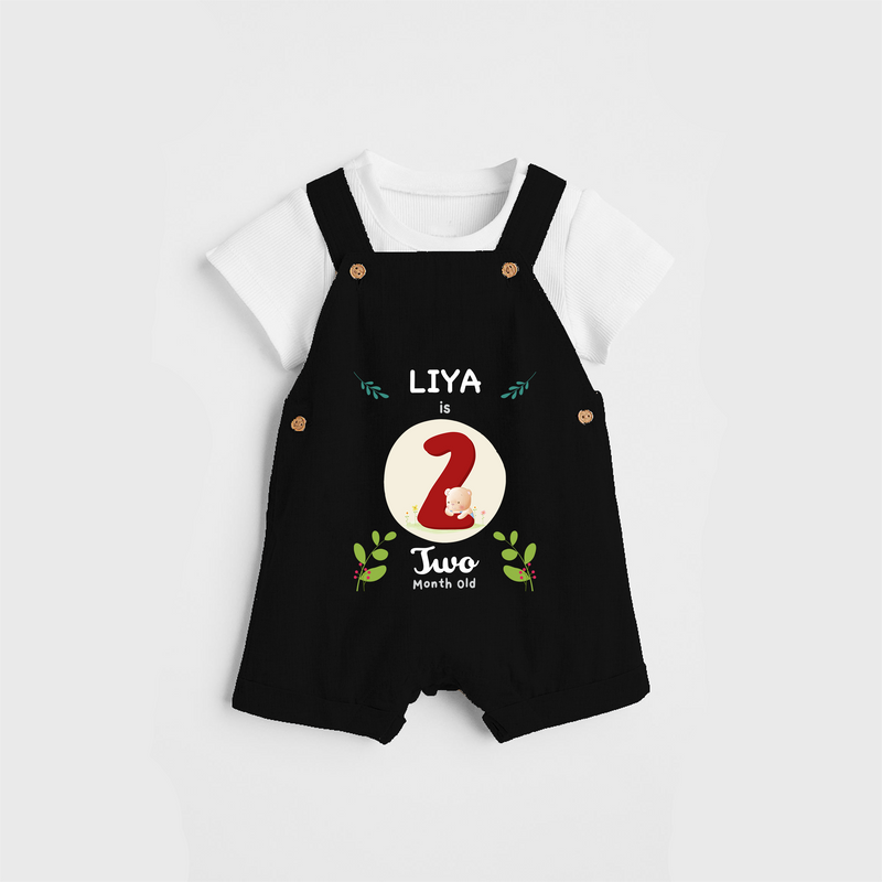 Celebrate The Second Month Birthday Customised Dungaree set for your Kids - BLACK - 0 - 5 Months Old (Chest 17")