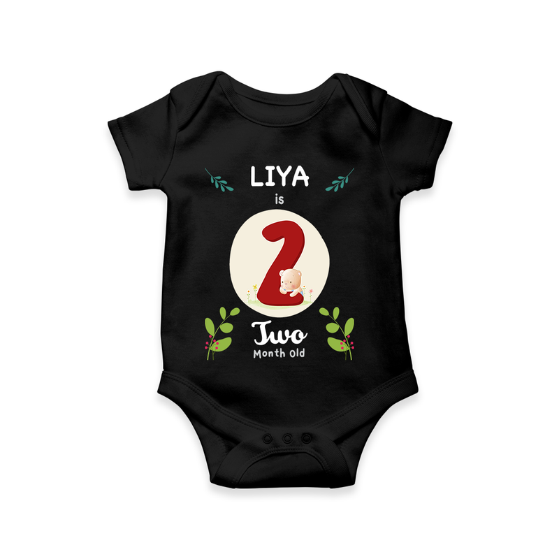 Mark your little one's Second month with a personalized romper/onesie featuring their name! - BLACK - 0 - 3 Months Old (Chest 16")