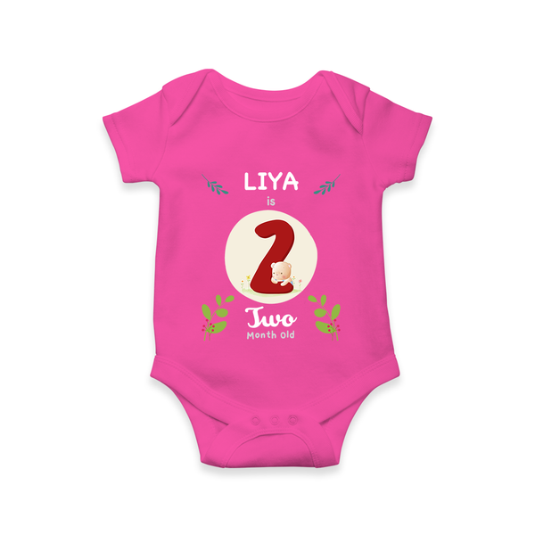 Customized Baby Romper/Onesie | Celebrate 2nd Month | Soft & Comfy Fit - HOT PINK - New Born (Chest 14")