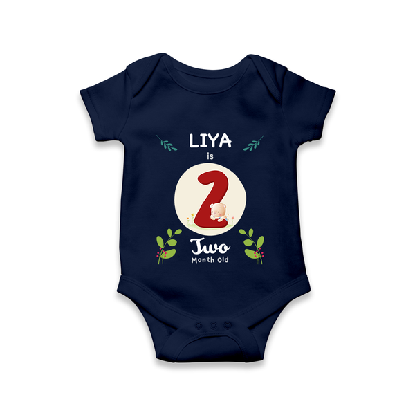 Customized Baby Romper/Onesie | Celebrate 2nd Month | Soft & Comfy Fit - NAVY BLUE - New Born (Chest 14")