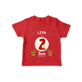 Customized Baby T-Shirt | Celebrate 2nd Month | Soft & Comfy Fit T-Shirt - RED - 0-5 Months Old (Chest 17")