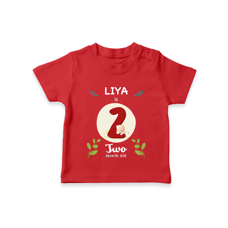 Celebrate Two month of joy with our delightful customized T-Shirt For Babies - RED - 0-5 Months Old (Chest 17")