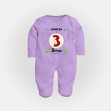 Celebrate Three month of joy with our delightful customized Sleep Suit For Babies - LILAC - New Born (Chest 7.5")