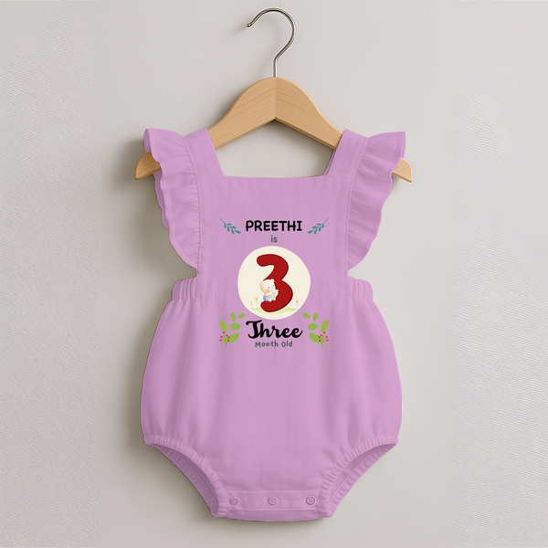 Customized Baby Romper Frock | Celebrate 3rd Month | Soft & Comfy Fit Romper Frock - BABY PINK - 0 - 3 Months Old (Chest 19")