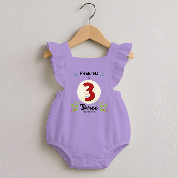 Customized Baby Romper Frock | Celebrate 3rd Month | Soft & Comfy Fit Romper Frock - LILAC - 0 - 3 Months Old (Chest 19")