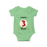 Mark your little one's Third month with a personalized romper/onesie featuring their name! - GREEN - 0 - 3 Months Old (Chest 16")