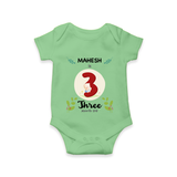 Customized Baby Romper/Onesie | Celebrate 3rd Month | Soft & Comfy Fit - GREEN - New Born (Chest 14")