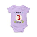 Customized Baby Romper/Onesie | Celebrate 3rd Month | Soft & Comfy Fit - LILAC - New Born (Chest 14")