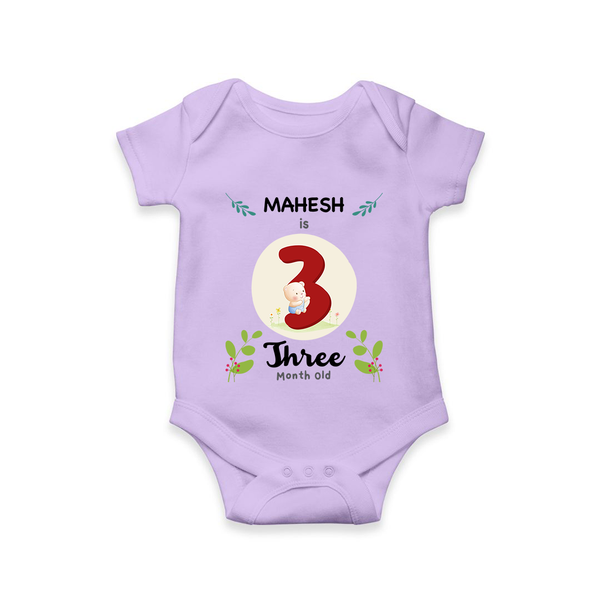 Customized Baby Romper/Onesie | Celebrate 3rd Month | Soft & Comfy Fit - LILAC - New Born (Chest 14")