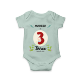 Mark your little one's Third month with a personalized romper/onesie featuring their name! - MINT GREEN - 0 - 3 Months Old (Chest 16")