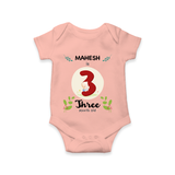 Mark your little one's Third month with a personalized romper/onesie featuring their name! - PEACH - 0 - 3 Months Old (Chest 16")