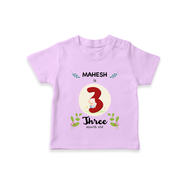 Customized Baby T-Shirt | Celebrate 3rd Month | Soft & Comfy Fit T-Shirt - LILAC - 0-5 Months Old (Chest 17")