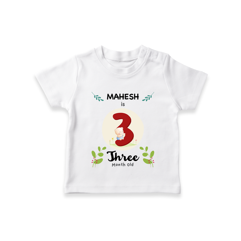 Celebrate Three month of joy with our delightful customized T-Shirt For Babies - WHITE - 0-5 Months Old (Chest 17")