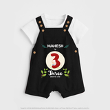 Celebrate Three month of joy with our delightful customized Dungaree Set For Babies - BLACK - 0 - 5 Months Old (Chest 18")