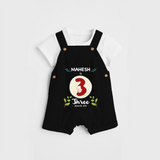 Celebrate The Third Month Birthday Customised Dungaree set for your Kids - BLACK - 0 - 5 Months Old (Chest 17")