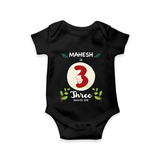 Celebrate Three month of joy with our delightful customized Romper For Babies - BLACK - 0 - 3 Months Old (Chest 16")