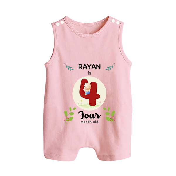 Celebrate Four month of joy with our delightful customized Romper Suit For Babies - BABY PINK - 0 - 5 Months Old (Chest 18")