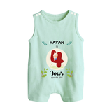 Celebrate Four month of joy with our delightful customized Romper Suit For Babies - MINT GREEN - 0 - 5 Months Old (Chest 18")