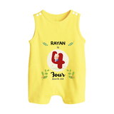 Celebrate Four month of joy with our delightful customized Romper Suit For Babies - PASTEL YELLOW - 0 - 5 Months Old (Chest 18")