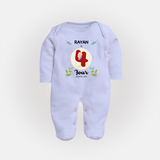 Celebrate Four month of joy with our delightful customized Sleep Suit For Babies - BABY BLUE - New Born (Chest 7.5")