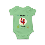 Celebrate Four month of joy with our delightful customized Romper For Babies - GREEN - 0 - 3 Months Old (Chest 16")