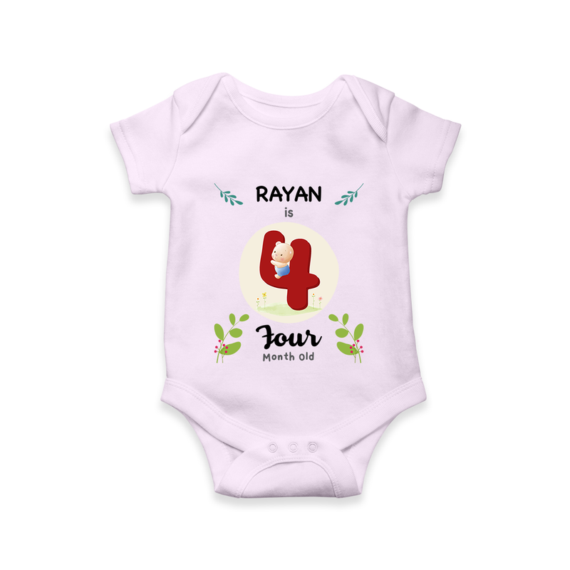 Celebrate Four month of joy with our delightful customized Romper For Babies - LILAC - 0 - 3 Months Old (Chest 16")