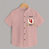 Customized Baby Shirt | Celebrate 4th Month | Soft & Comfy Fit Shirt - PEACH - 0 - 6 Months Old (Chest 23")