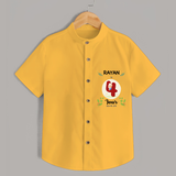 Mark your little one's 4th month Birthday with a personalized Shirt featuring their name! - YELLOW - 0 - 6 Months Old (Chest 21")