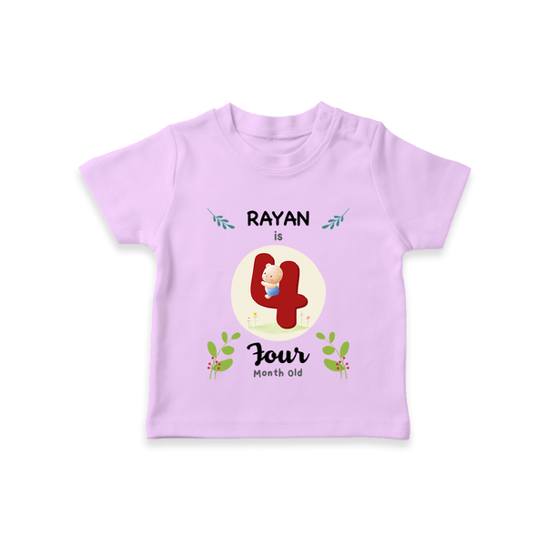 Customized Baby T-Shirt | Celebrate 4th Month | Soft & Comfy Fit T-Shirt - LILAC - 0-5 Months Old (Chest 17")