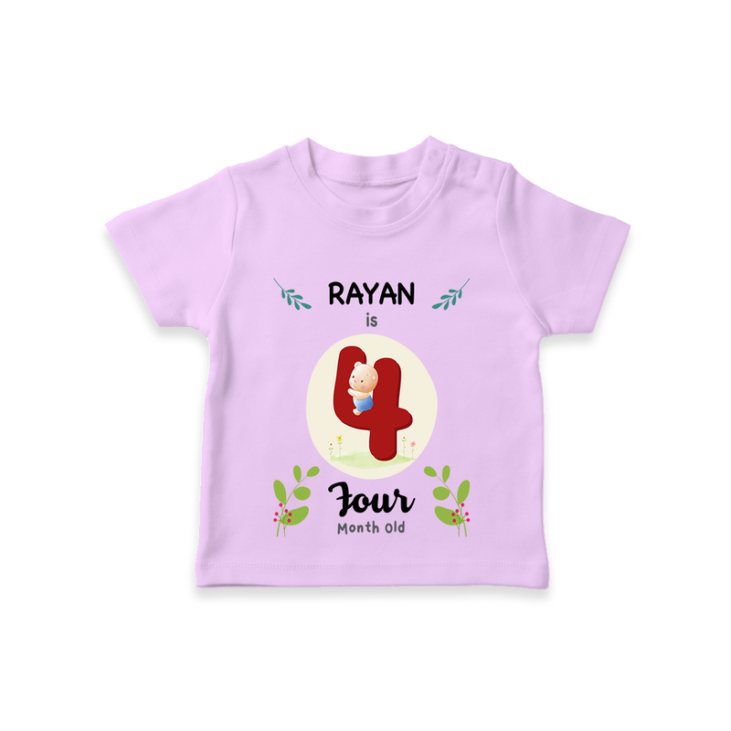 Celebrate The 4th Month Birthday Custom T-Shirt, Personalized with your little one's name - LILAC - 0 - 5 Months Old (Chest 17")