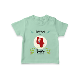 Celebrate Four month of joy with our delightful customized T-Shirt For Babies - MINT GREEN - 0-5 Months Old (Chest 17")