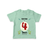 Celebrate The 4th Month Birthday Custom T-Shirt, Personalized with your little one's name - MINT GREEN - 0 - 5 Months Old (Chest 17")