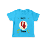 Celebrate The 4th Month Birthday Custom T-Shirt, Personalized with your little one's name - SKY BLUE - 0 - 5 Months Old (Chest 17")