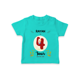 Celebrate The 4th Month Birthday Custom T-Shirt, Personalized with your little one's name - TEAL - 0 - 5 Months Old (Chest 17")