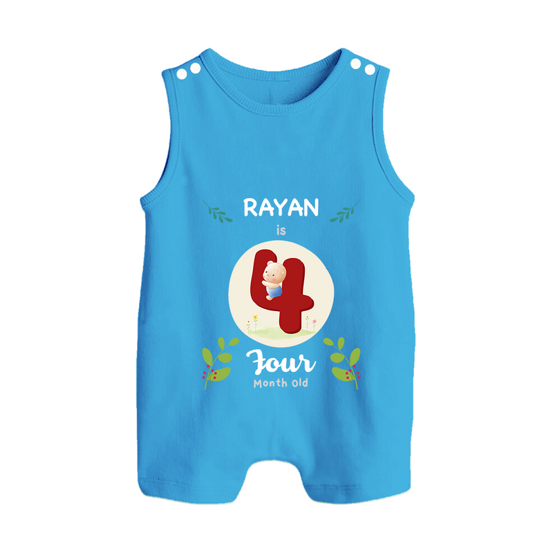 Celebrate Four month of joy with our delightful customized Romper Suit For Babies - ROYAL BLUE - 0 - 5 Months Old (Chest 18")