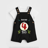 Celebrate Four month of joy with our delightful customized Dungaree Set For Babies - BLACK - 0 - 5 Months Old (Chest 18")